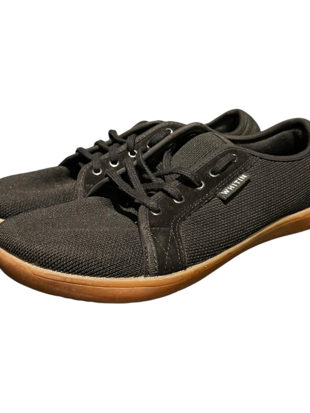 WHITIN Men's Wide Casual Barefoot Shoes Minimalist Zero Drop Black Gum Size 9